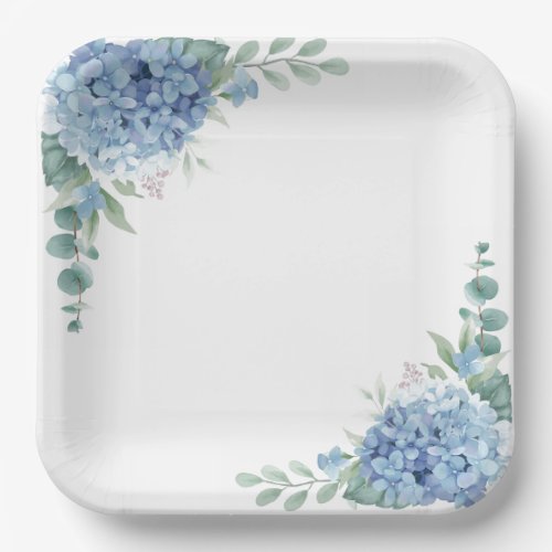 Blue Hydrangeas Paper Plates