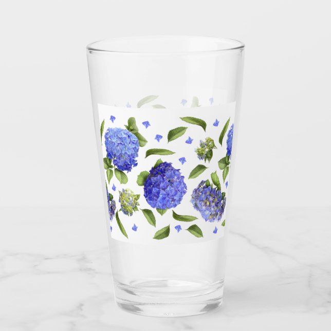 Blue Hydrangeas Pattern Glass (Front)