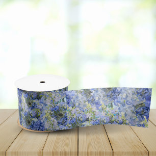 Blue Hydrangeas Pattern Ribbon