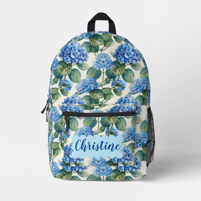 Blue hydrangeas Personalized Backpack (Front)