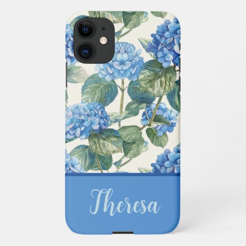 Blue Hydrangeas Personalized iPhone Case
