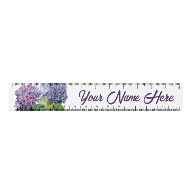Blue Hydrangeas Personalized Ruler (Front)