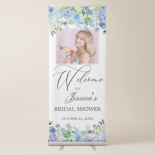 Blue Hydrangeas  PHOTO Bridal Shower Welcome Retractable Banner