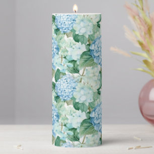 Blue Hydrangeas Pillar Candle