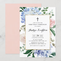 Blue Hydrangeas & Pink Roses First Holy Communion