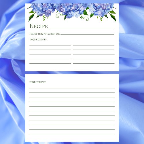 Blue Hydrangeas Recipe Enclosure Card