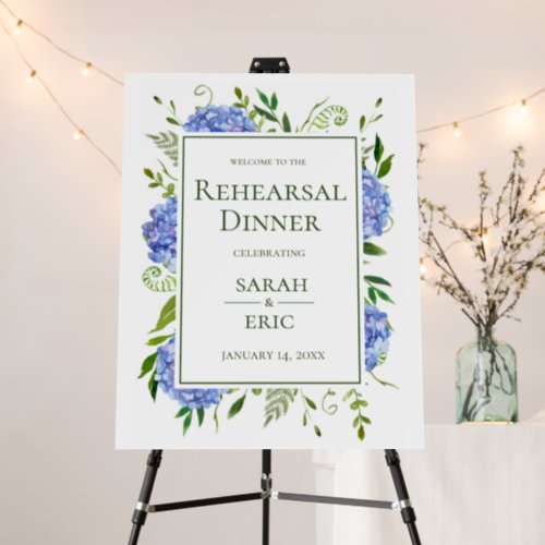 Blue Hydrangeas Rehearsal Dinner Foam Board