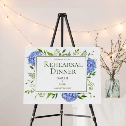 Blue Hydrangeas Rehearsal Dinner Foam Board