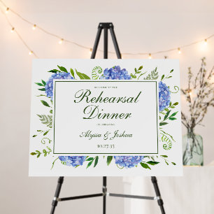 Blue Hydrangeas Rehearsal Dinner Foam Board