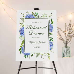 Blue Hydrangeas Rehearsal Dinner Foam Board
