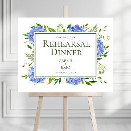Blue Hydrangeas Rehearsal Dinner Foam Board