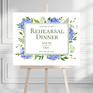 Blue Hydrangeas Rehearsal Dinner Foam Board