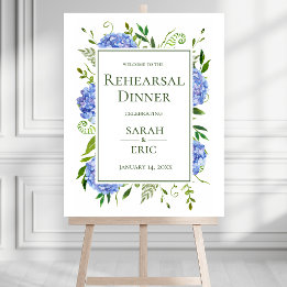 Blue Hydrangeas Rehearsal Dinner Foam Board