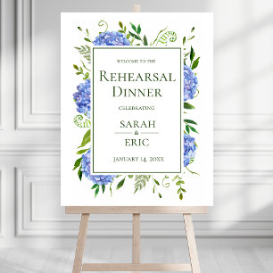 Blue Hydrangeas Rehearsal Dinner Foam Board