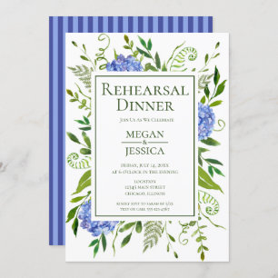 Blue Hydrangeas Rehearsal Dinner Invitation
