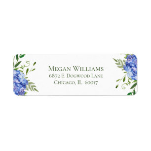 Blue Hydrangeas Return Address Label