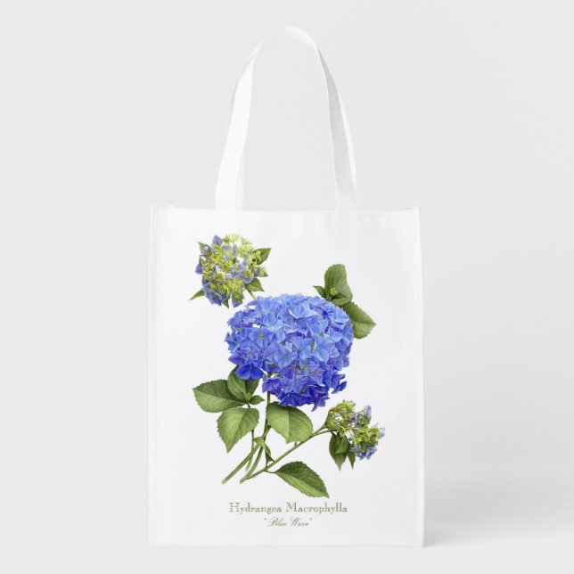 Blue Hydrangeas Reusable Grocery Bag (Front)