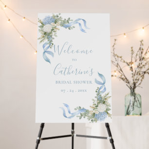 Blue Hydrangeas Ribbons Floral Bridal Shower Foam Board