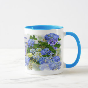 BLUE HYDRANGEAS ~ Ringer Mug