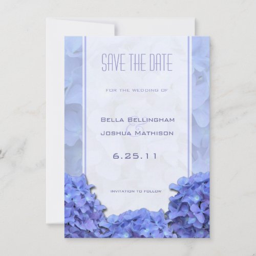 Blue Hydrangeas Save the Date Announcement