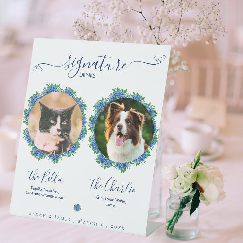 Blue Hydrangeas Signature Drink Sign Wedding Pet