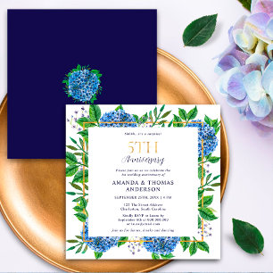 Blue Hydrangeas Surprise 5th Wedding Anniversary Invitation