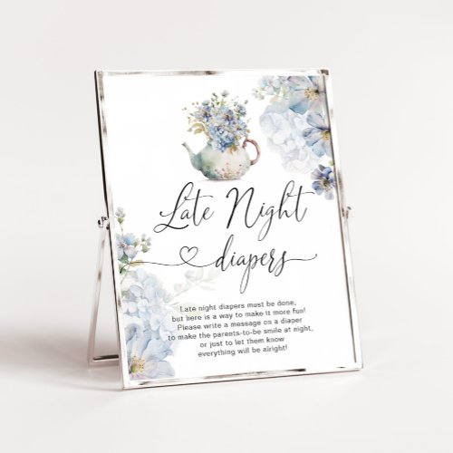 Blue Hydrangeas tea party baby Late night diapers Poster