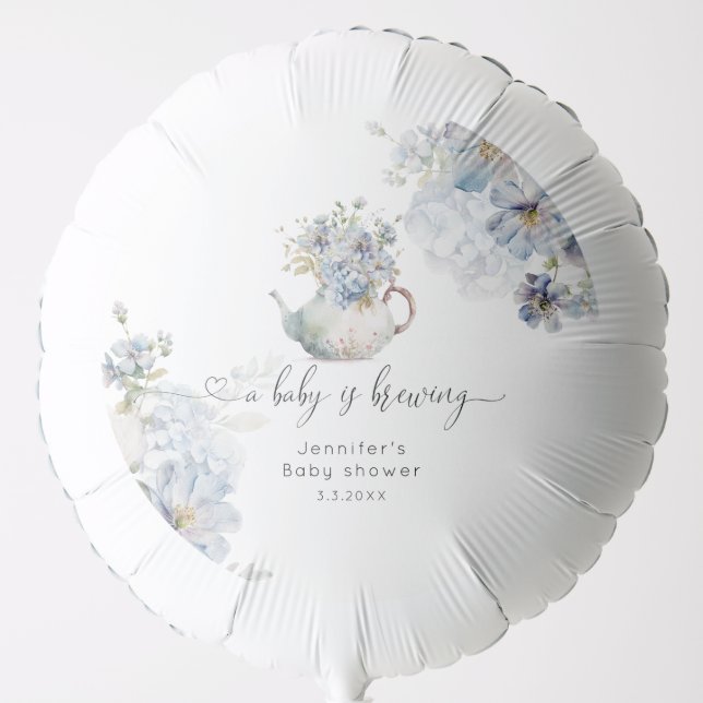 Blue Hydrangeas tea party baby shower Balloon (Front)