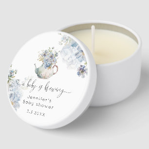 Blue Hydrangeas tea party baby shower Mini Candle Favors