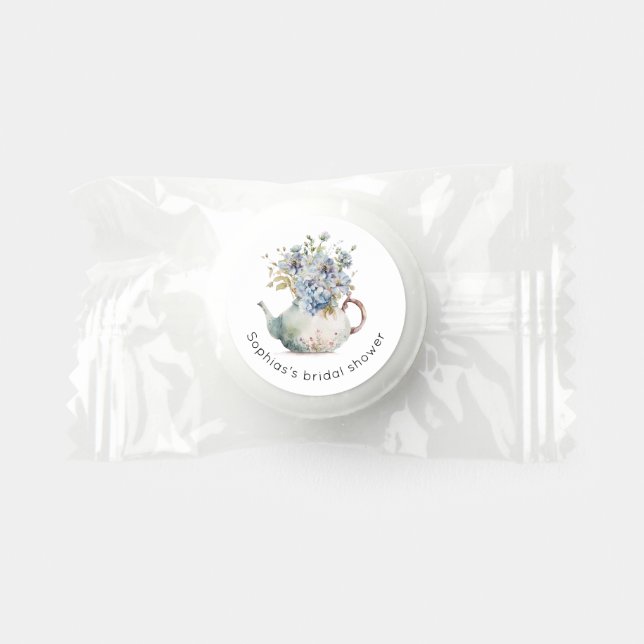Blue Hydrangeas tea party bridal shower Life Saver® Mints (Front)