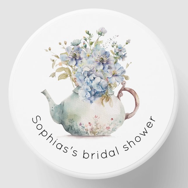 Blue Hydrangeas tea party bridal shower Mini Candle Favors (Front)