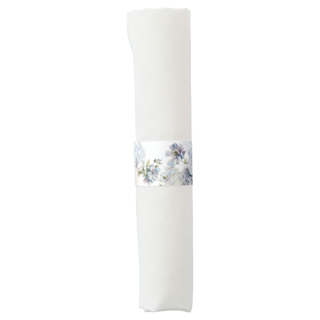 Blue Hydrangeas tea party bridal shower Napkin Bands (Front)