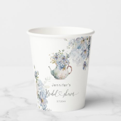 Blue Hydrangeas tea party bridal shower Paper Cups