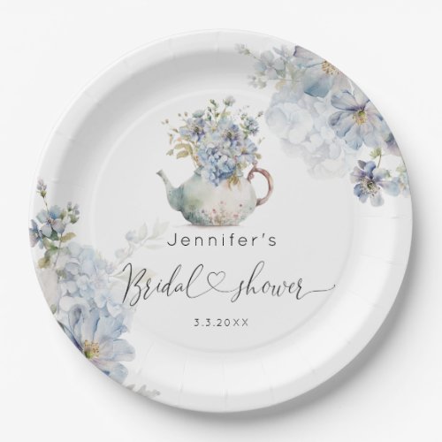 Blue Hydrangeas tea party bridal shower Paper Plates