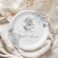 Blue Hydrangeas tea party bridal shower Paper Plates