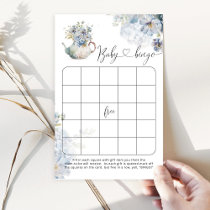 Blue Hydrangeas teapot baby shower bingo game