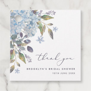 Blue Hydrangeas Thank You Bridal Shower Favor Tags
