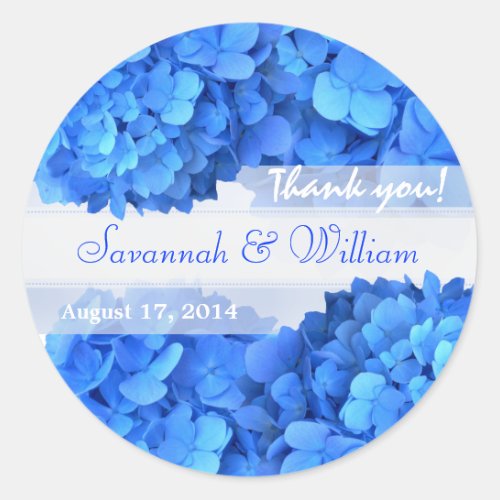 Blue Hydrangeas Thank You Reception Stickers