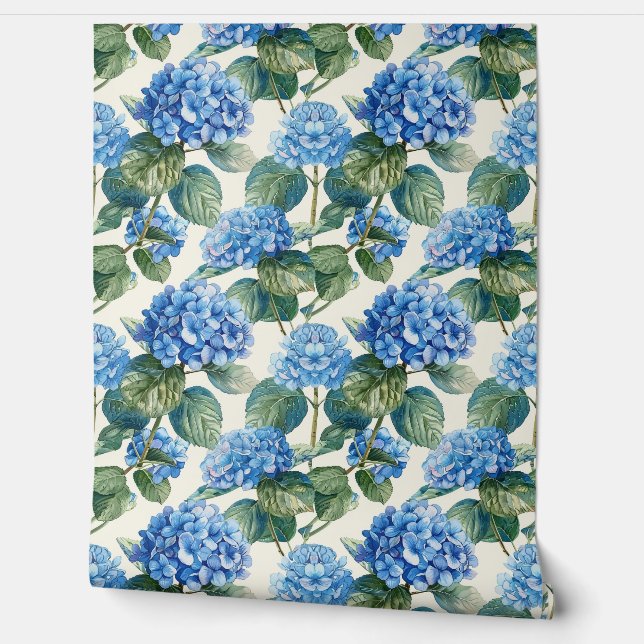Blue Hydrangeas Wallpaper Wallpaper (Unrolling)