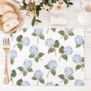 Blue Hydrangeas Watercolor Cloth Placemat