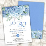 Blue Hydrangeas Watercolor Floral 80th Birthday Invitation<br><div class="desc">Blue periwinkle hydrangeas watercolor floral 80th birthday party invitations. Customize names,  dates,  and information.</div>
