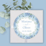Blue Hydrangeas Watercolor Floral Wedding Classic Round Sticker<br><div class="desc">Blue periwinkle hydrangeas watercolor floral wedding envelope seals for wedding invitations,  or wedding favors.</div>