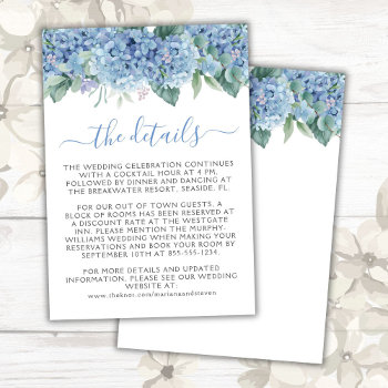 Blue Hydrangeas Watercolor Floral Wedding Enclosure Card by WittyPrintables at Zazzle