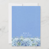 Blue Hydrangeas Watercolor Floral Wedding Invitation (Back)