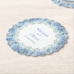 Blue Hydrangeas Watercolor Floral Wedding Paper Coaster at Zazzle