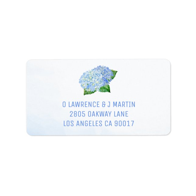 Blue Hydrangeas Watercolor Label (Front)