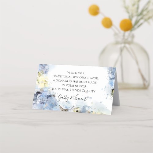Blue Hydrangeas Watercolor Wedding Charity Favors  Place Card