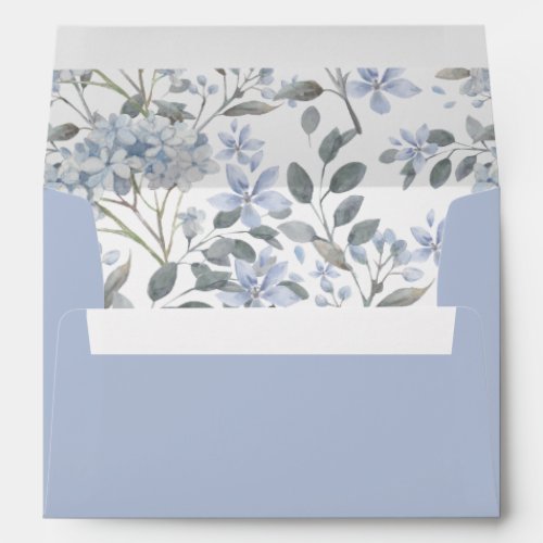 Blue Hydrangeas Watercolor Wedding Envelope