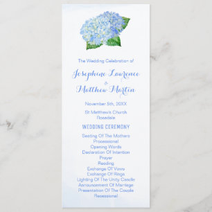 Blue Hydrangeas Watercolor Wedding Programs