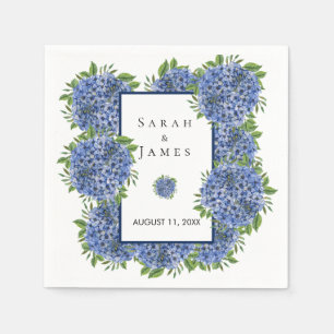 Blue Hydrangeas Watercolor Wedding Reception Napkins